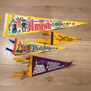 Lot of 4 Vintage 1950s-60s Pennsylvania Felt Pennants. All Different
